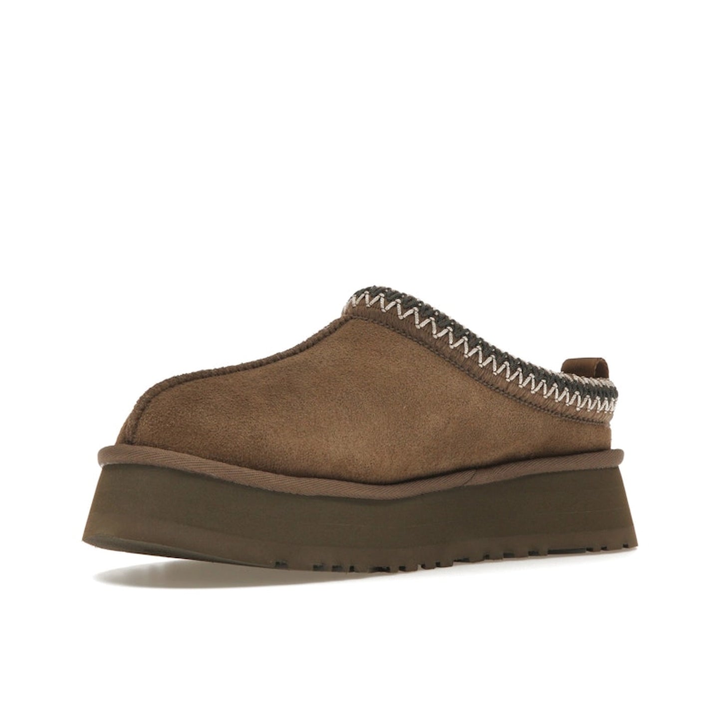 UGG Tazz Slipper Hickory Women's slippers, front view, model 1122553-HCK, in hickory brown with cozy interior.