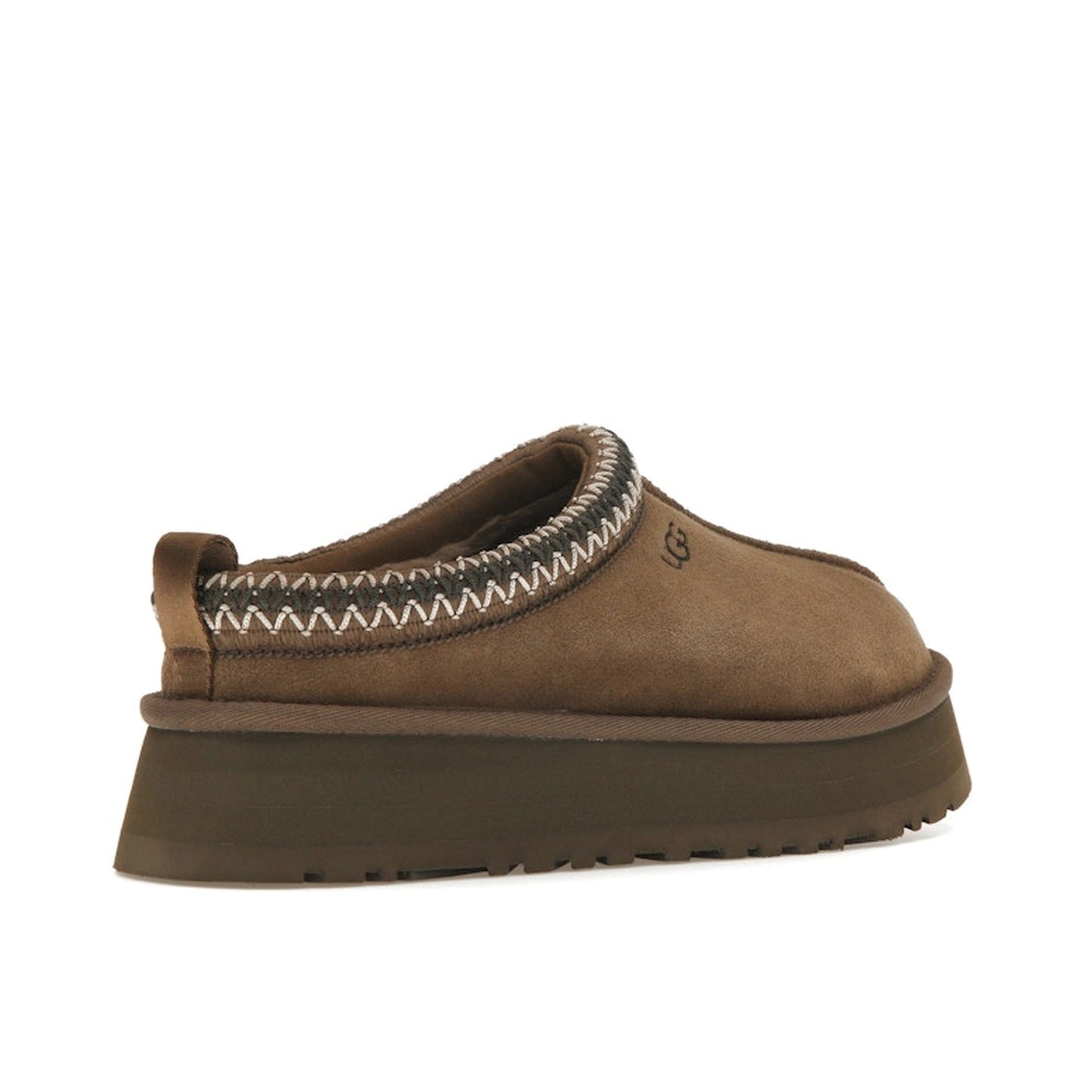 UGG Tazz Slipper Hickory Women's slippers, back view, model 1122553-HCK, in hickory brown with cozy interior.