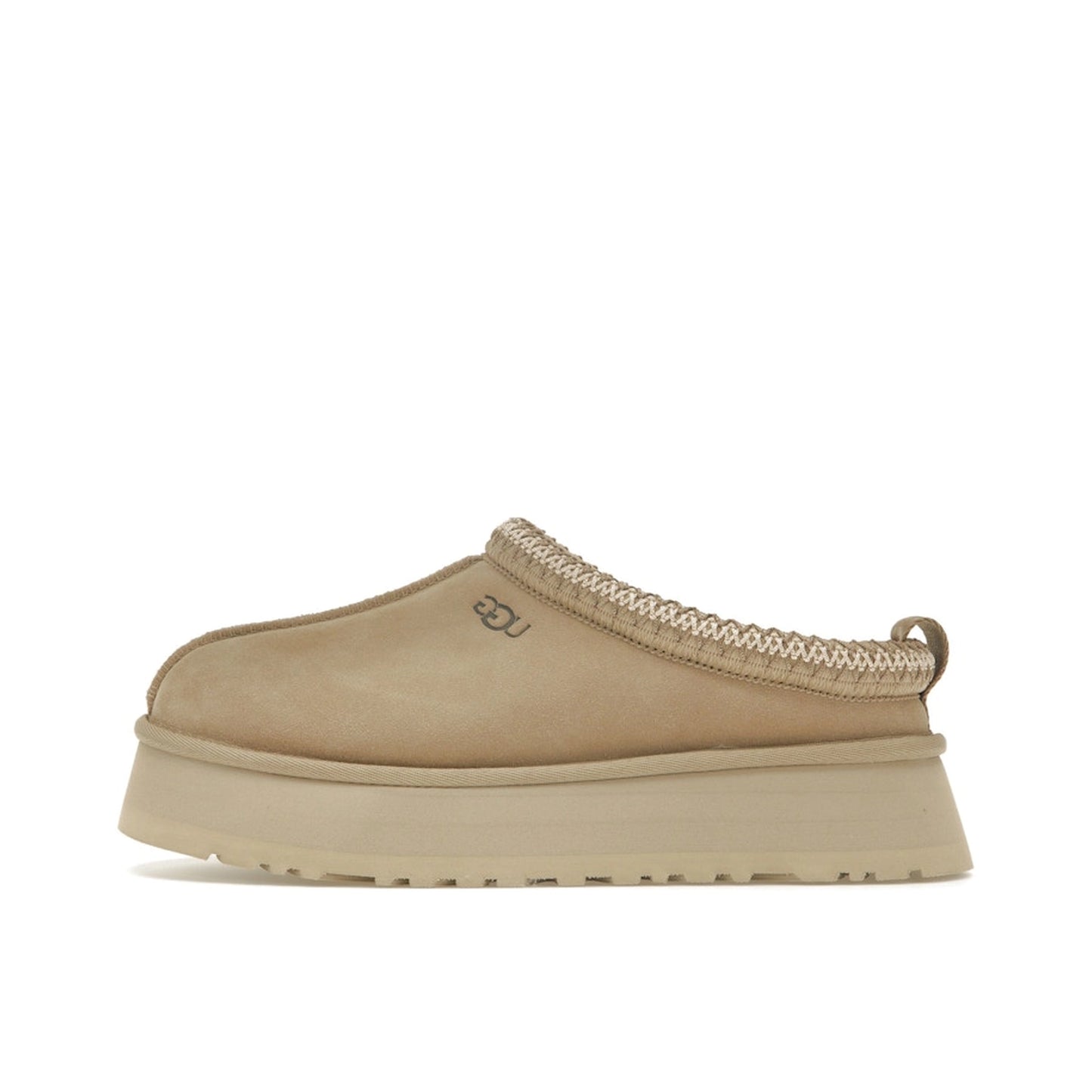 UGG Tazz Slipper Women's, side view, 1122553-MDSD in mustard seed color with cozy lining.