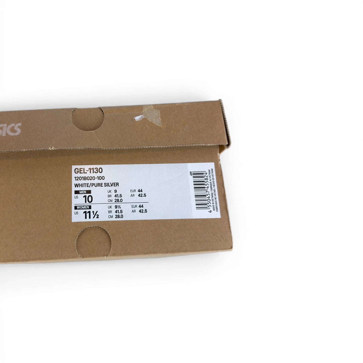 ASICS Gel-1130 White Pure Silver 1201B020-100 – EU 44, brand new with original box