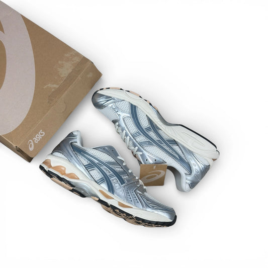 ASICS Gel-Kayano 14 Birch Pure Silver Teal Gold 1203A537-109 – size EU 45, brand new with original box