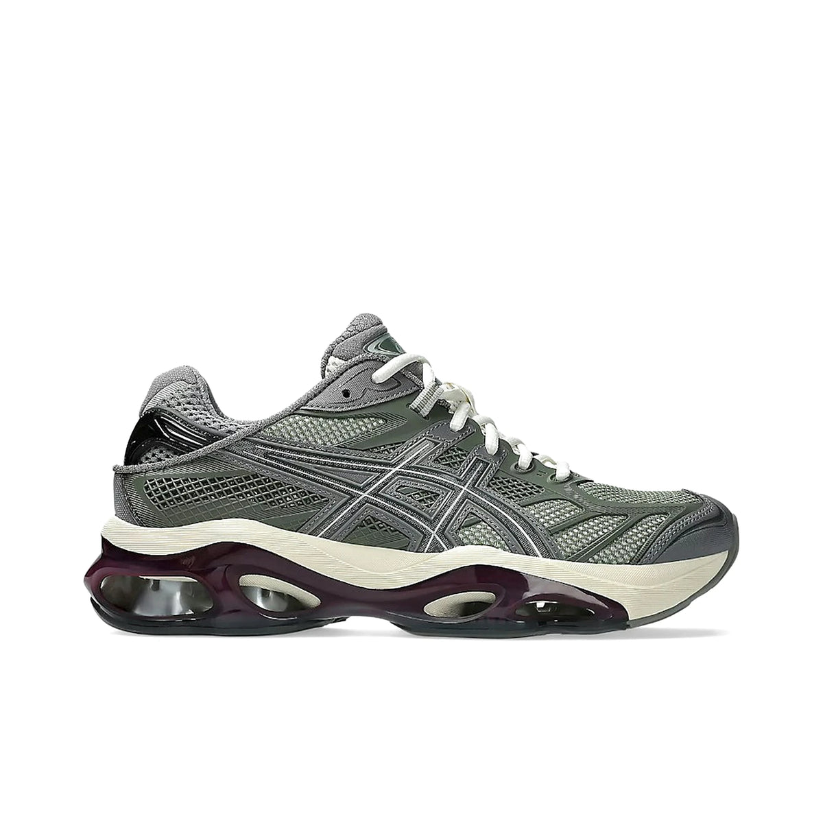 ASICS Gel-Kinetic 2.0 in Lichen Green and Beniimo Purple, men’s running shoe