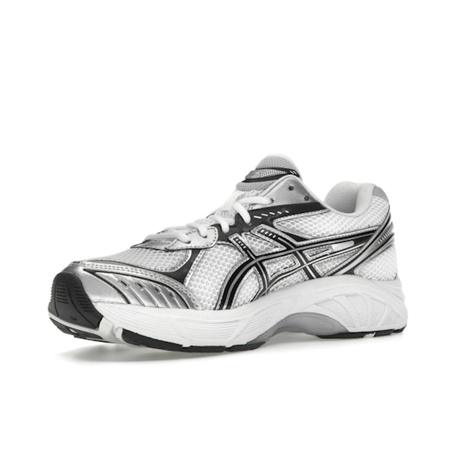ASICS GT-2160 sneakers, front view, in white with black and silver accents.