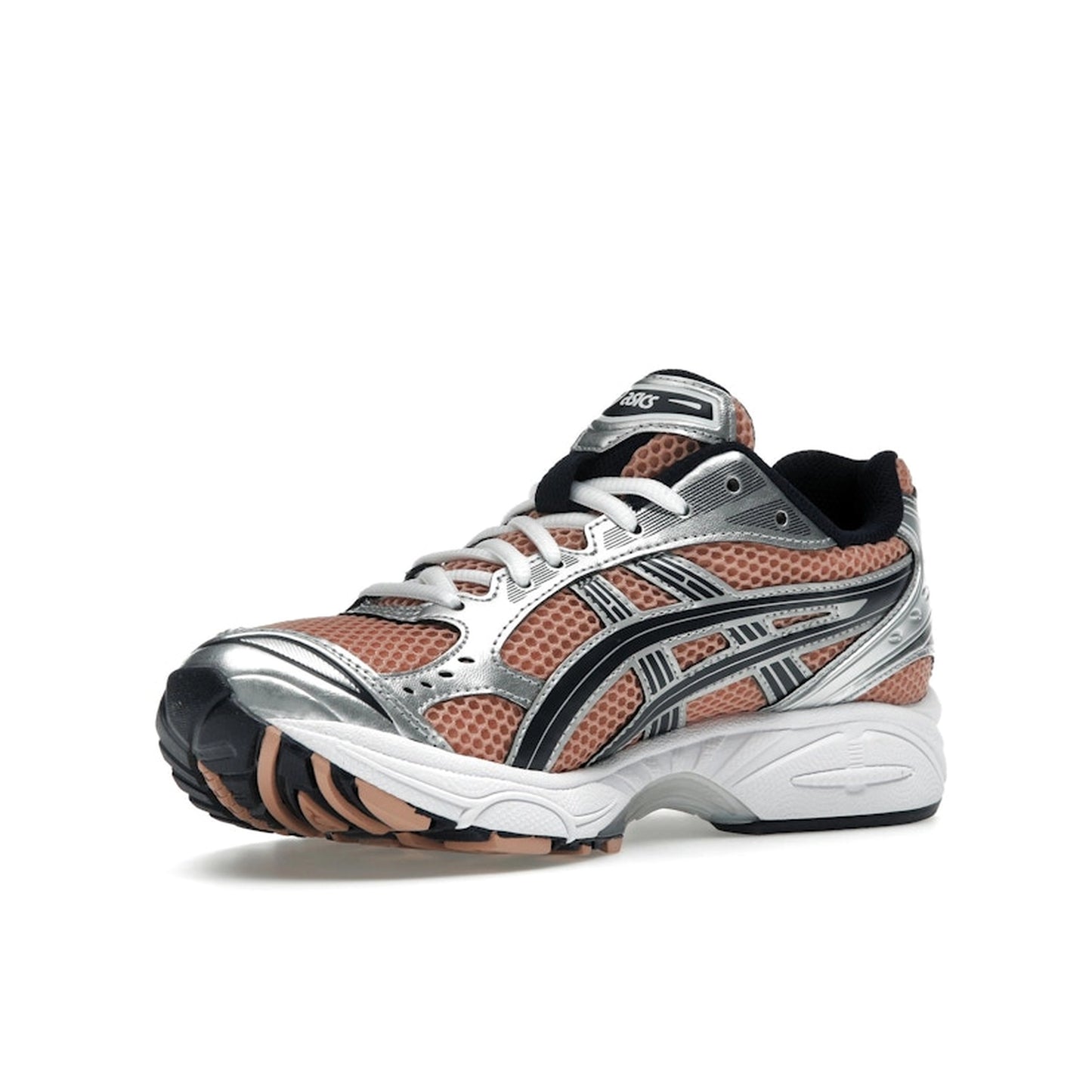 Gel-Kayano 14 ASICS, sepia colorway with pure silver details, front look.