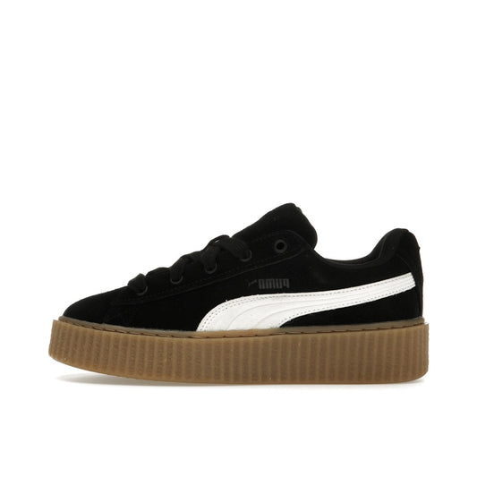 Puma Creeper Phatty Rihanna Fenty sneakers, side view, model 396403-01, in black with platform sole.
