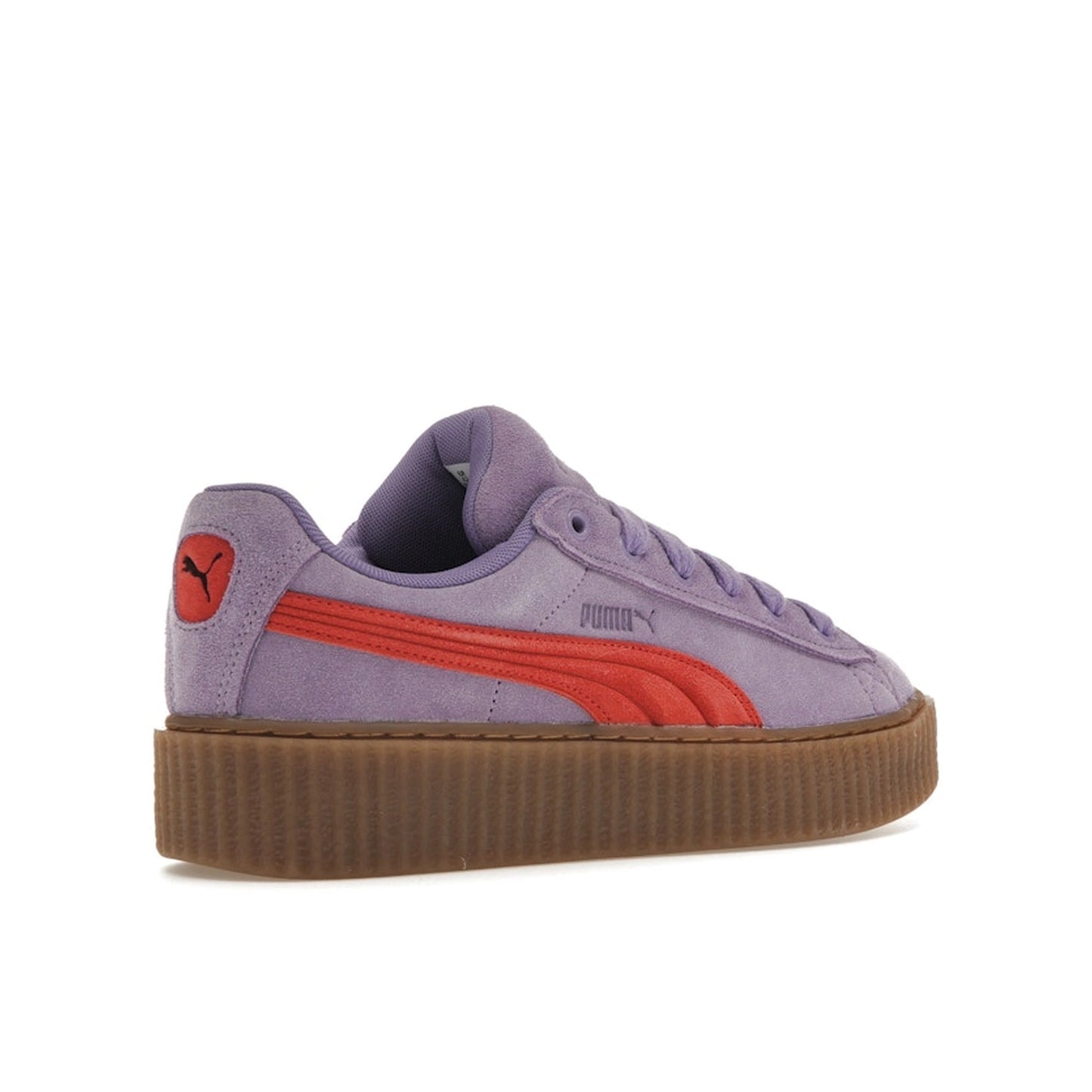Puma Creeper Phatty Rihanna Fenty sneakers, back view, model 396403-03, in lavender alert with platform sole.