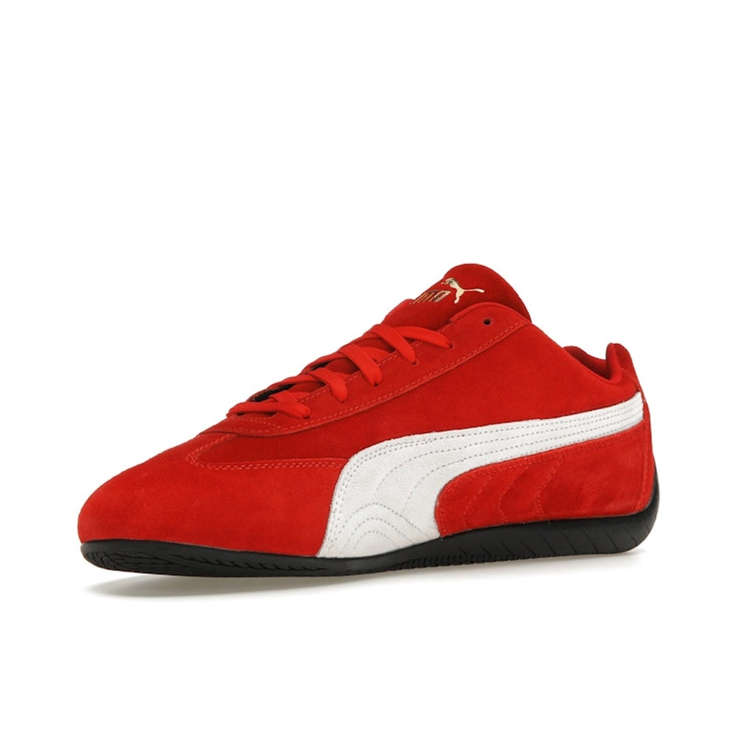 Puma Speedcat OG, front view, red suede upper with contrast white formstrip.