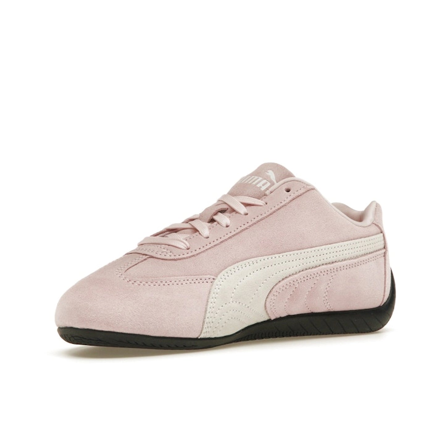 Puma Speedcat OG Whisp of Pink White, front view, soft pink suede with white formstrip.