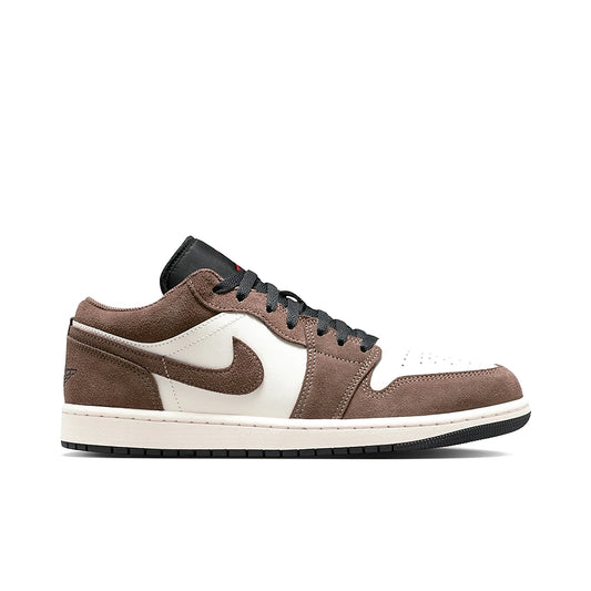Jordan 1 Low Palomino leather and denim, black, sail, phantom colors