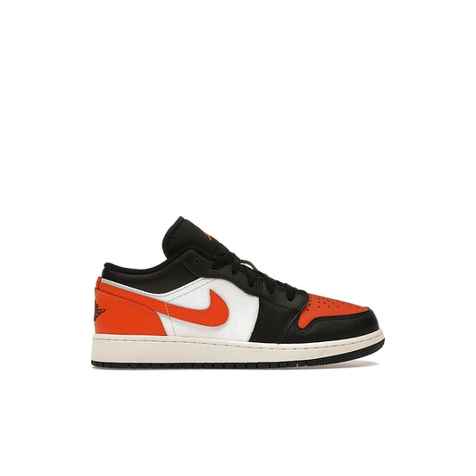 Jordan 1 Low Shattered Backboard GS in black, white, sail and starfish leather