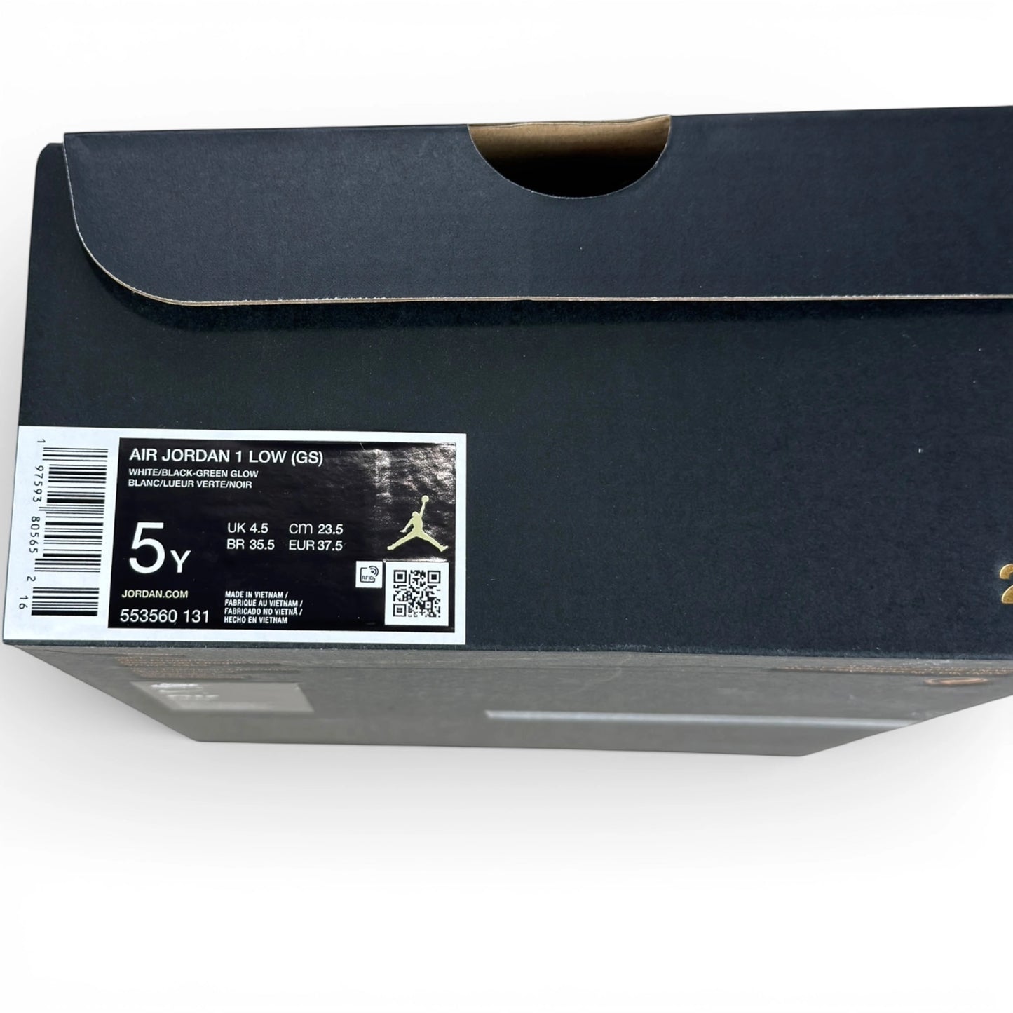 Jordan 1 Low Green Glow (GS) 553560-131 – EU 37½, brand new with original box