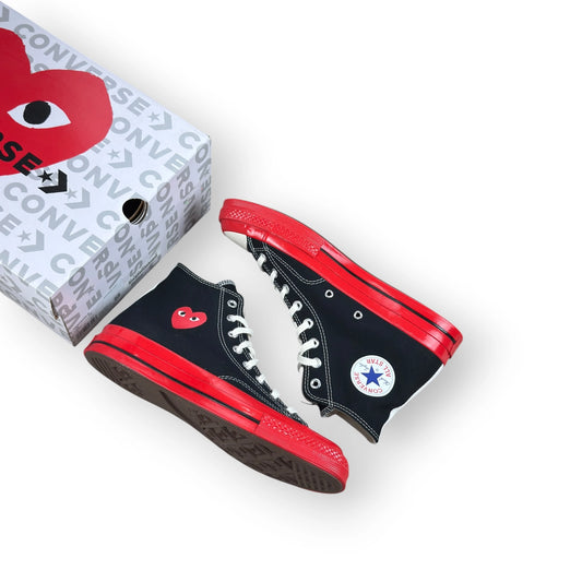 Converse Chuck Taylor All Star 70 Hi CDG PLAY Black Red Midsole A01793C – EU 44, brand new with original box