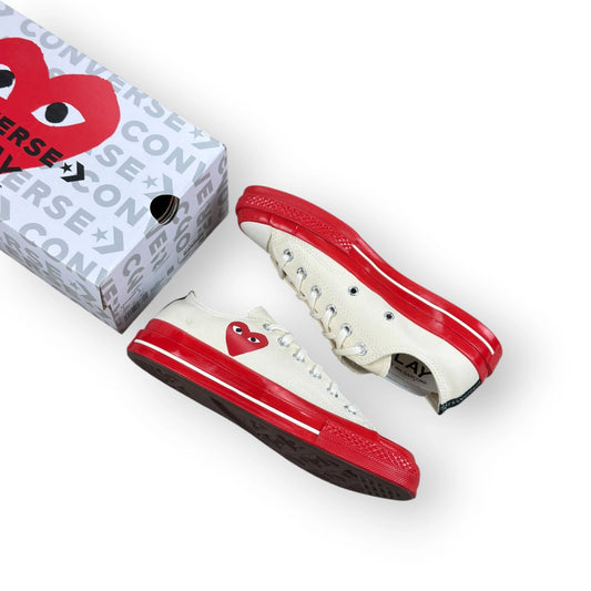Converse Chuck Taylor All Star 70 Ox CDG PLAY Egret Red Midsole A01796C – EU 40, brand new with original box