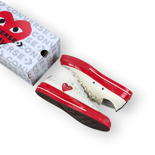 Converse Chuck Taylor All Star 70 Ox CDG PLAY Egret Red Midsole A01796C – EU 41.5, brand new with original box