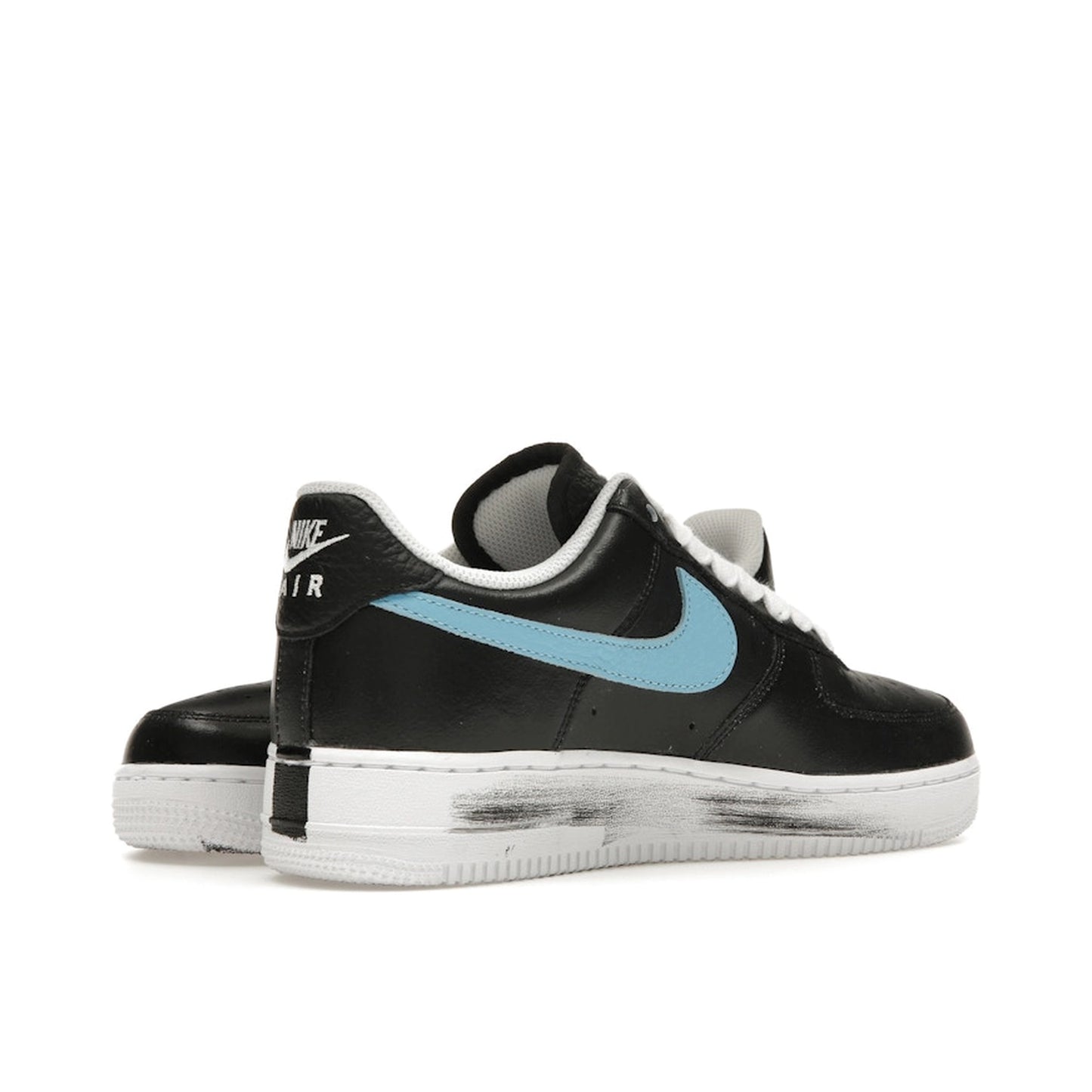 Nike Air Force 1 Low G-Dragon Peaceminusone Para-Noise 3.0 sneakers, front view, model AQ3692-004, black with white details.