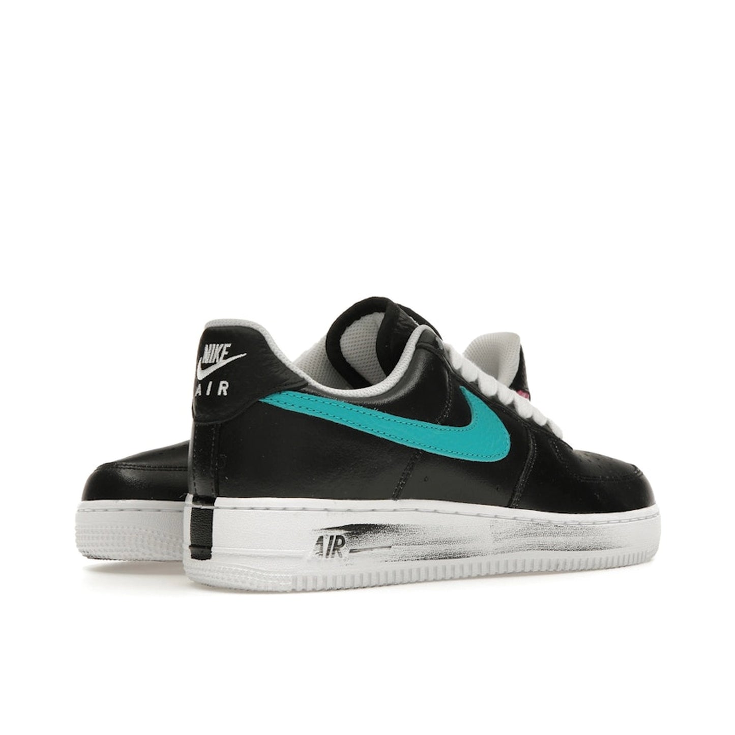 Nike Air Force 1 Low G-Dragon Peaceminusone Para-Noise 3.0 sneakers, back view, model AQ3692-004, black with white details.