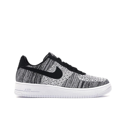 Nike Air Force 1 Flyknit 2 in black, pure platinum and white textile‑leather upper