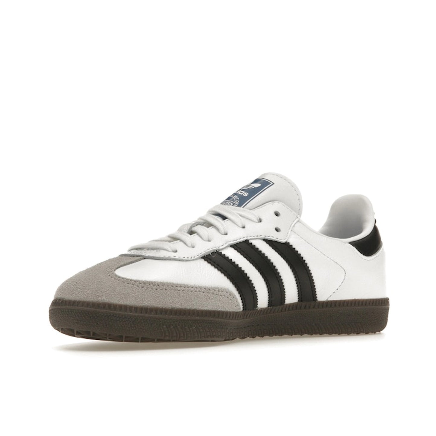 Adidas Samba OG sneakers, front view, model B75806, cloud white with core black accents, classic design.