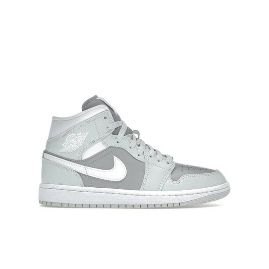 Jordan 1 Mid women's sneaker in Photon Dust leather with white and Atmosphere Grey