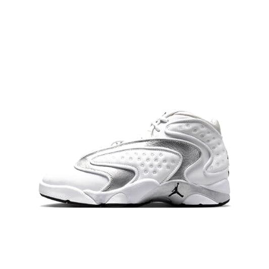 Jordan OG White Metallic Silver women's leather sneakers in white, silver, black