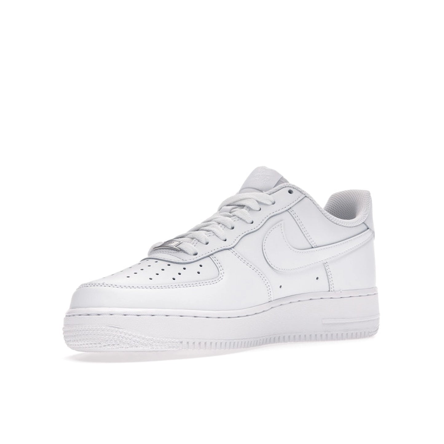 Nike Air Force 1 Low sneakers, front view, in white with tonal branding.