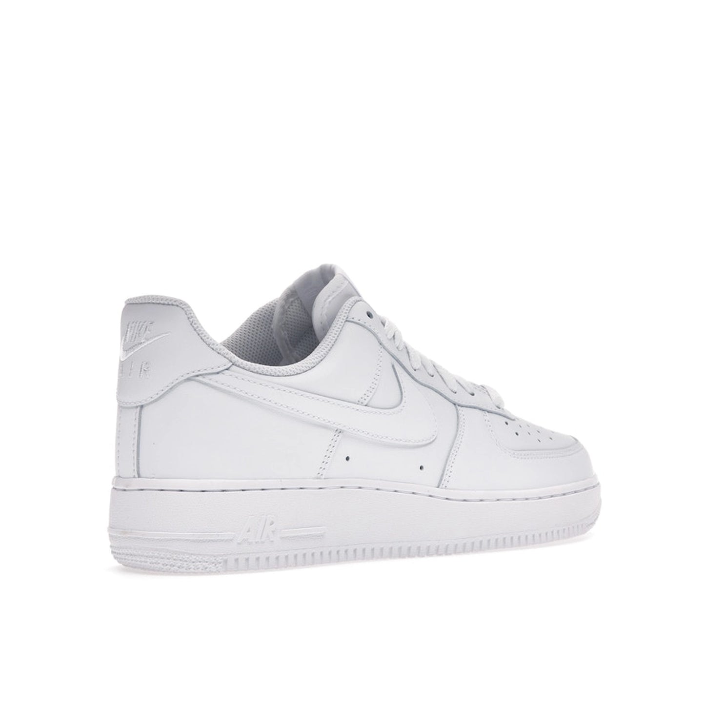 Nike Air Force 1 Low sneakers, back view, in white with tonal branding.
