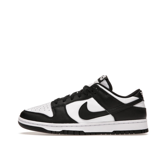 Nike Dunk Low Retro sneakers, side view, model DD1391-100 in white with black panda details.