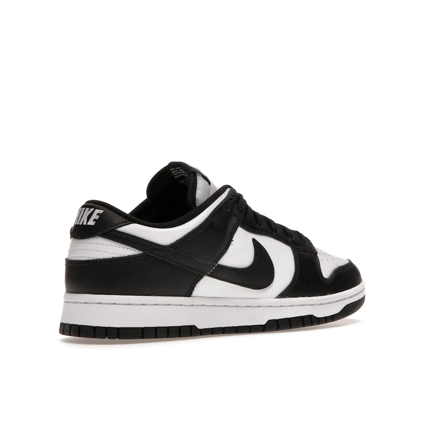 Nike Dunk Low Retro sneakers, back view, model DD1391-100 in white with black panda details.