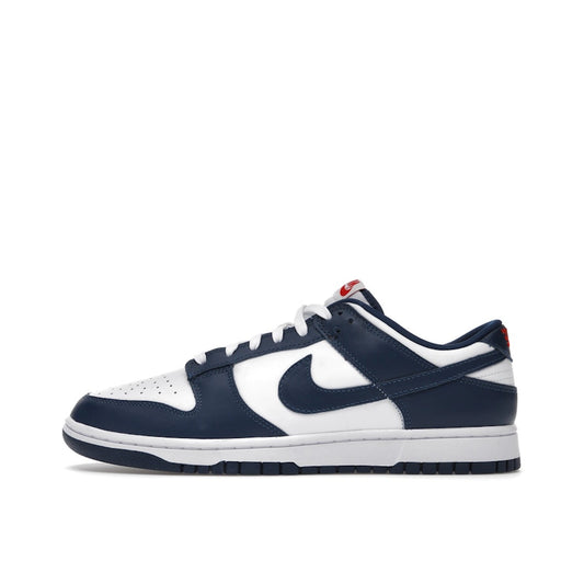 Nike Dunk Low Valerian Blue sneakers, side view, model DD1391-400, featuring a blue upper with white accents.
