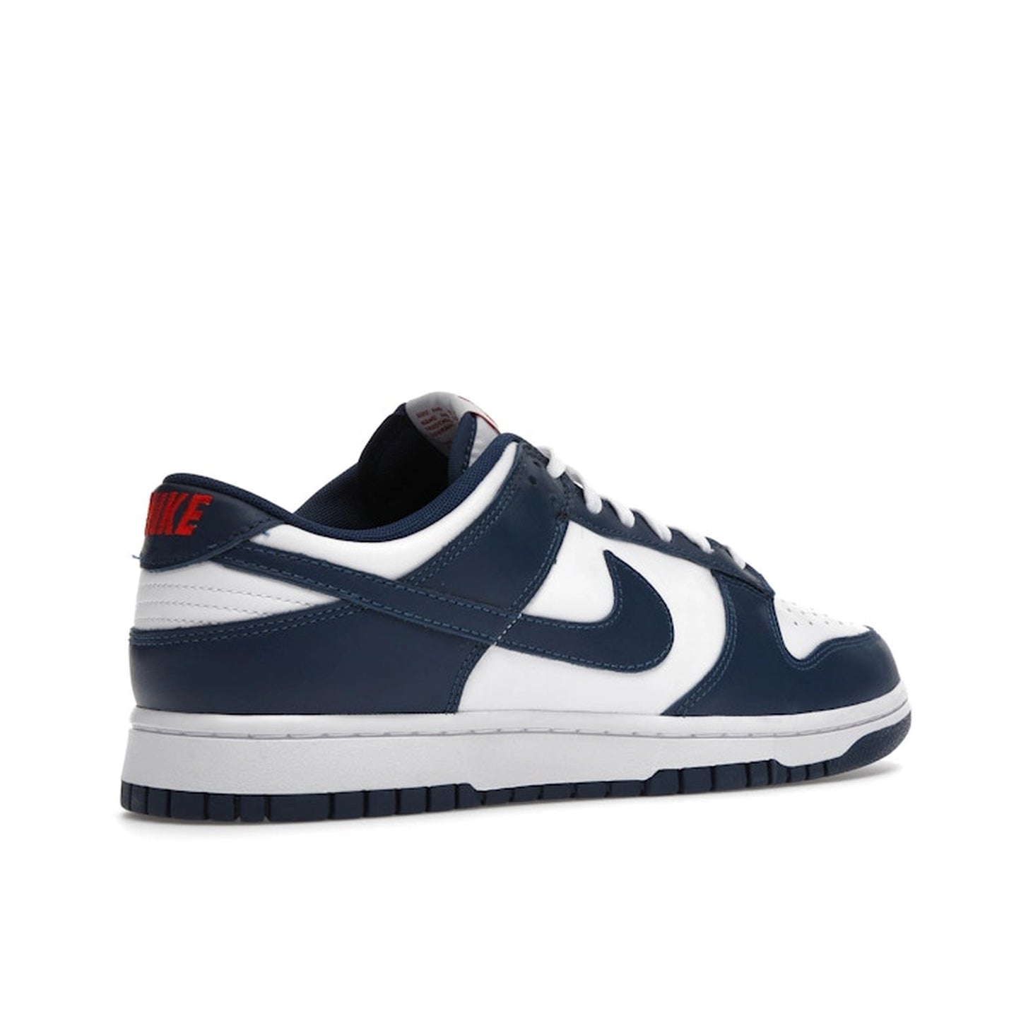 Nike Dunk Low Valerian Blue sneakers, back view, model DD1391-400, featuring a blue upper with white accents.