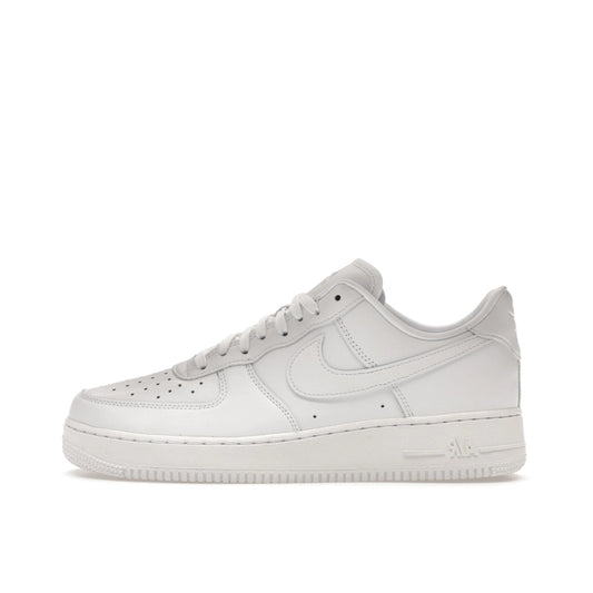 Nike Air Force 1 '07 Fresh sneakers, side view, model DM0211-100 in total white.