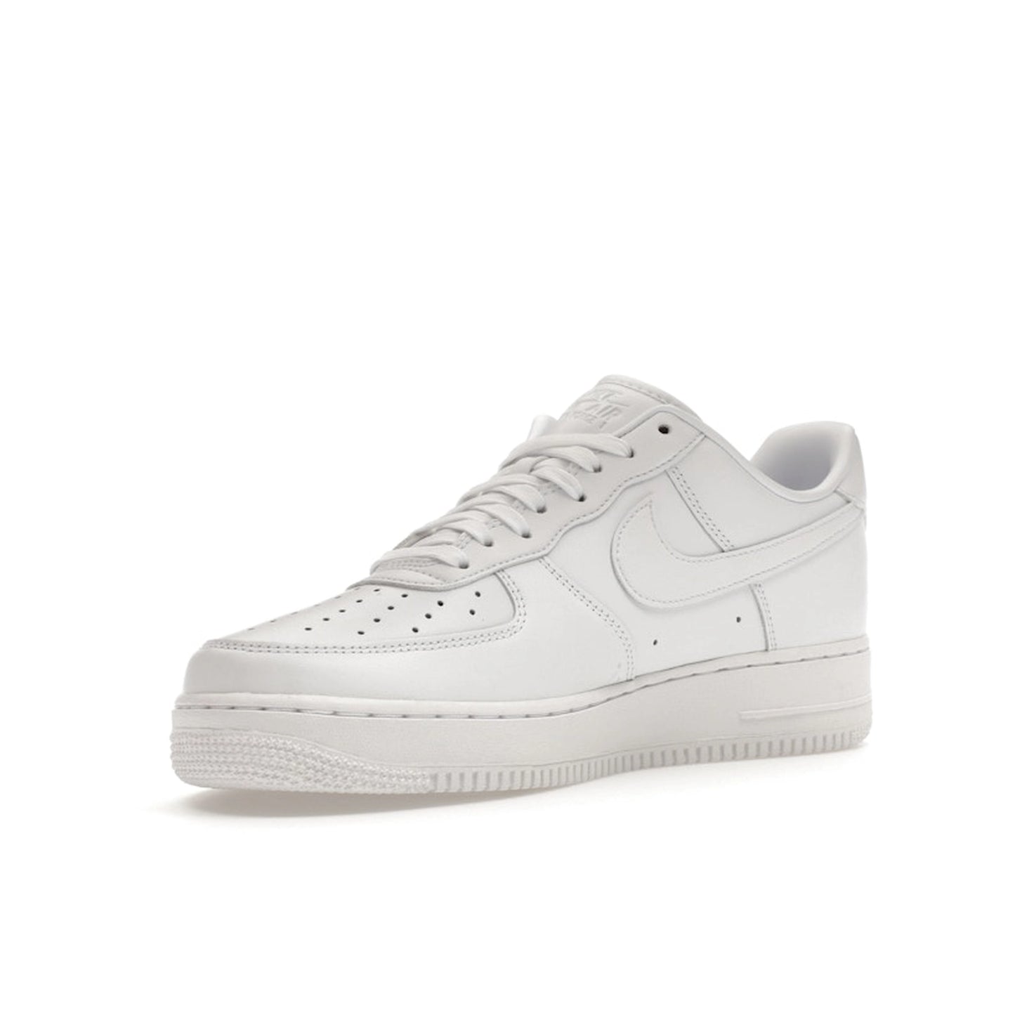 Nike Air Force 1 '07 Fresh sneakers, front view, model DM0211-100 in total white.