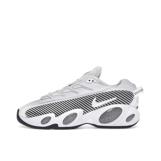 Nike NOCTA Glide, side view, two-tone black and white silhouette designed with Drake.