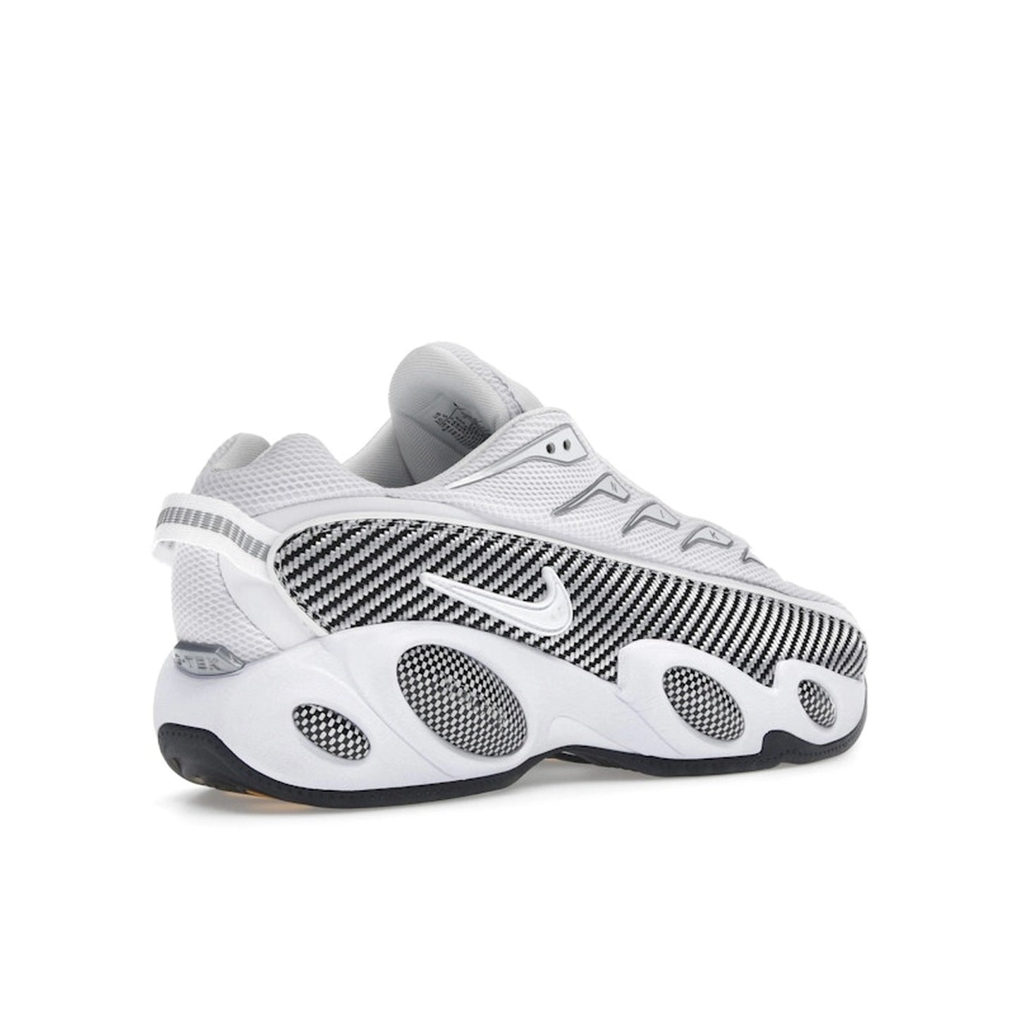 Nike NOCTA Glide, back view, two-tone black and white silhouette designed with Drake.