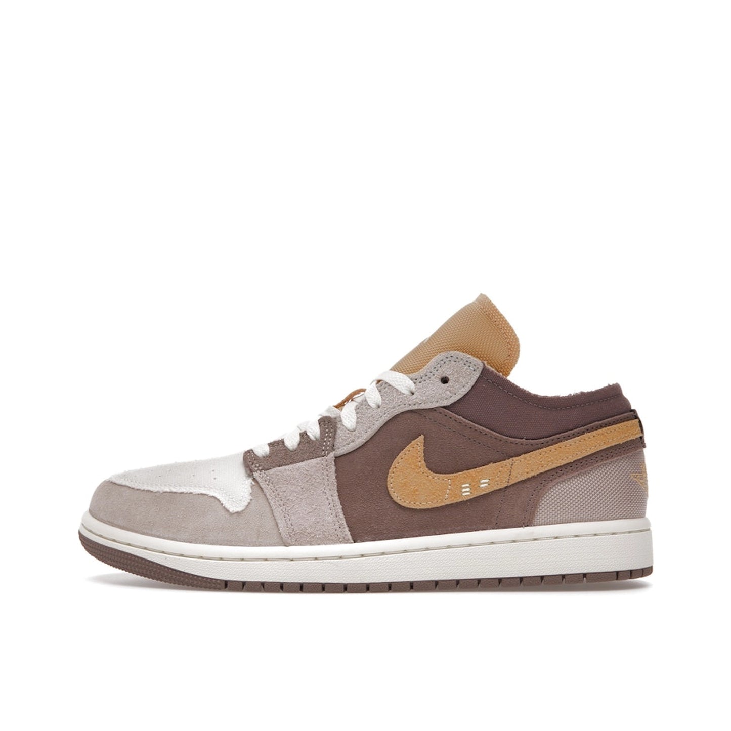 Air Jordan 1 Low SE Craft sneakers, side view, model DN1635-200, taupe haze with beige and white accents.