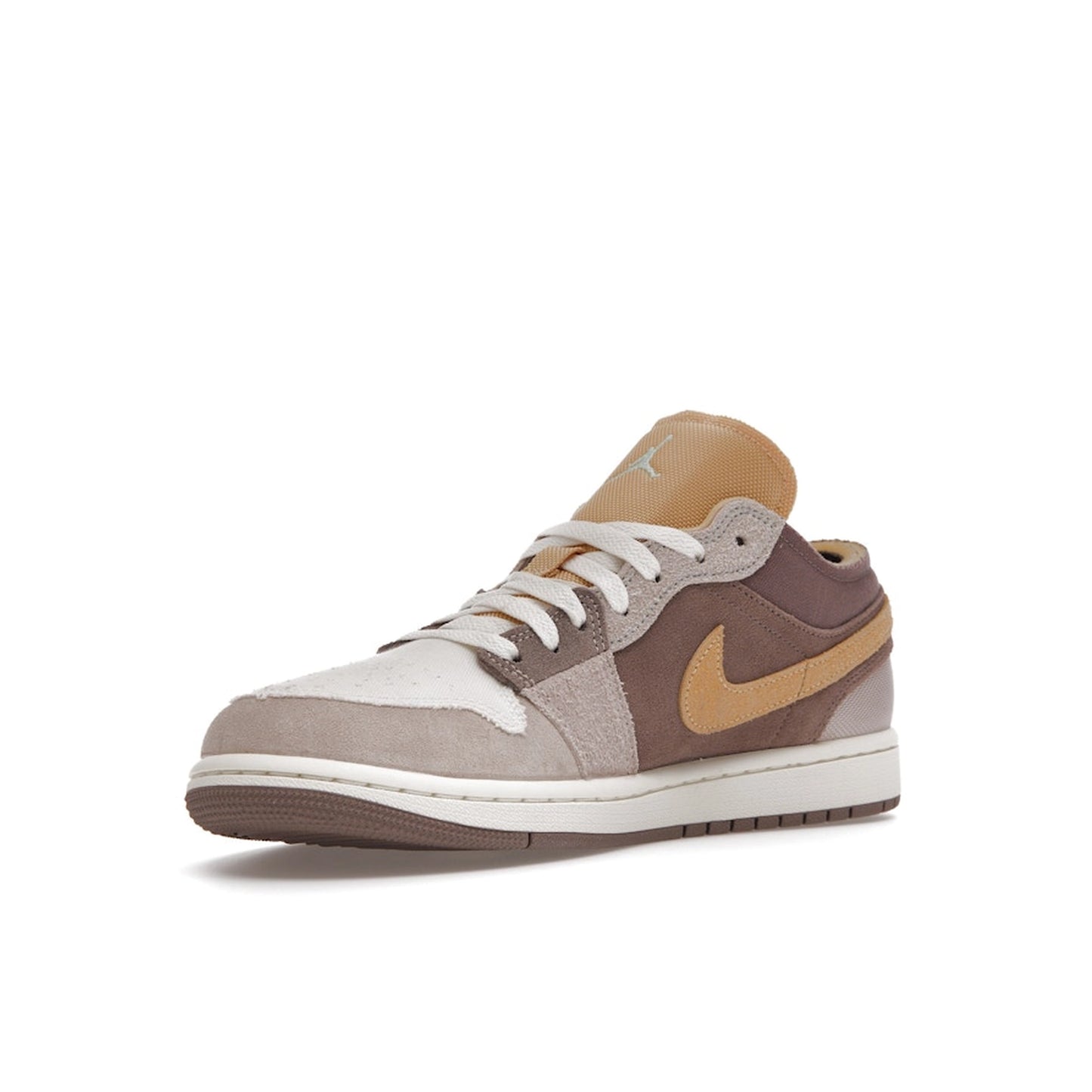 Air Jordan 1 Low SE Craft sneakers, front view, model DN1635-200, taupe haze with beige and white accents.