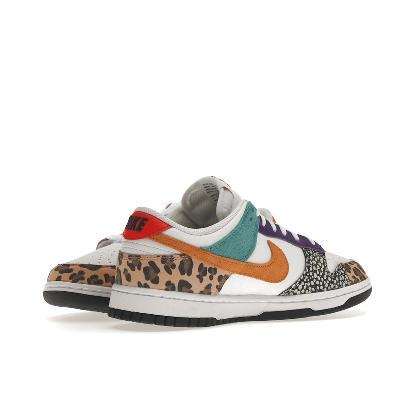 Nike Dunk Low Safari Mix sneakers, front view, model DN3866-100 for women in safari multicolor.