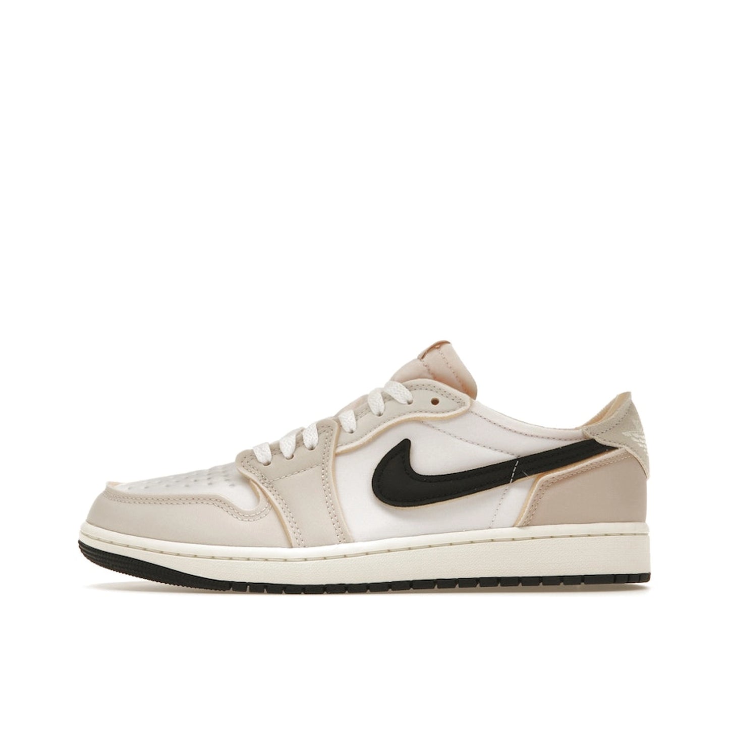Jordan 1 Retro Low OG EX Coconut Milk sneakers, side view, model DV0982-100, in coconut milk color.
