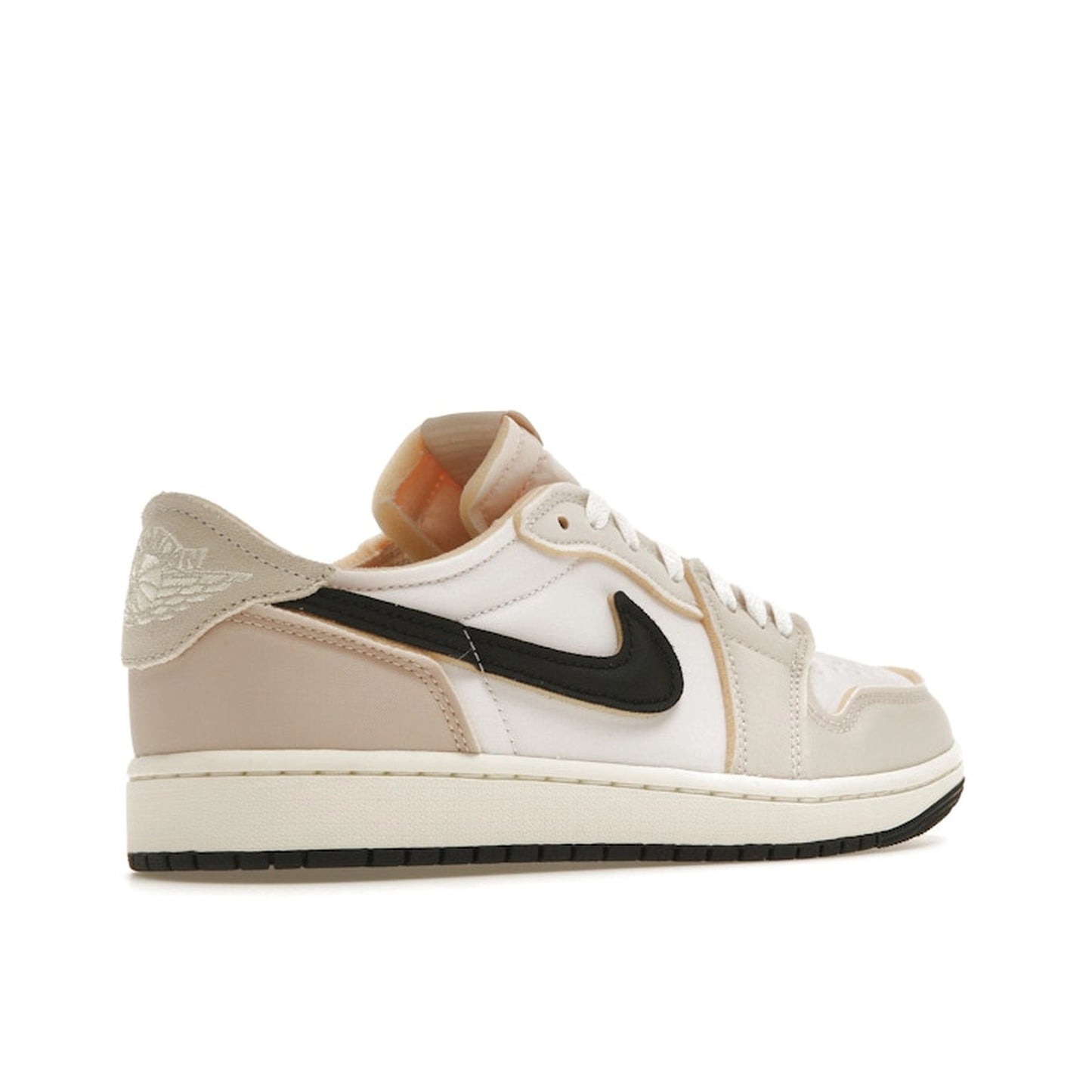 Jordan 1 Retro Low OG EX Coconut Milk sneakers, back view, model DV0982-100, in coconut milk color.