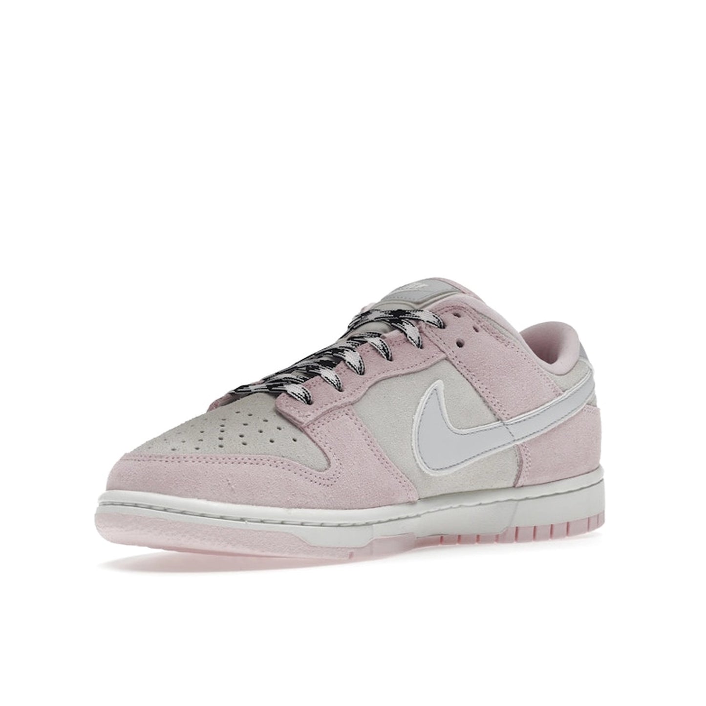Nike Dunk Low LX Women's sneakers, front view, model DV3054-600 in pink foam with white details.