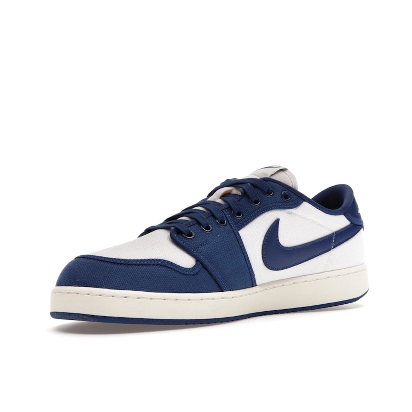 Air Jordan 1 Retro AJKO Low sneakers, front view, model DX4981-103, white and blue Kentucky colors.