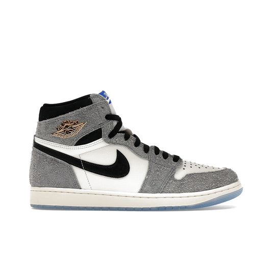 Jordan 1 Retro High OG All-Star in washed black and sail‑lt smoke grey leather