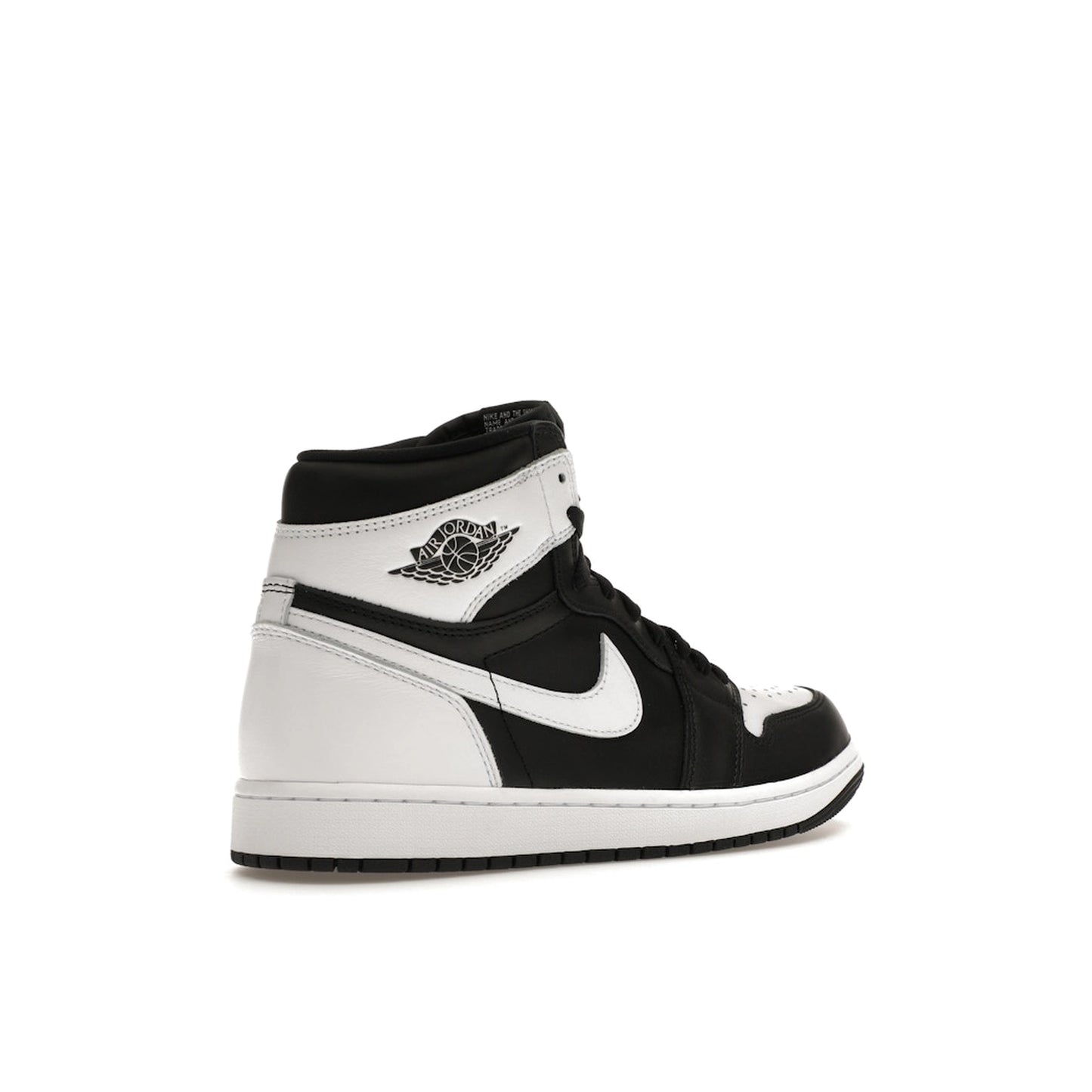 Jordan 1 Retro High OG sneakers, back view, model DZ5485-010, in black and white with classic styling.