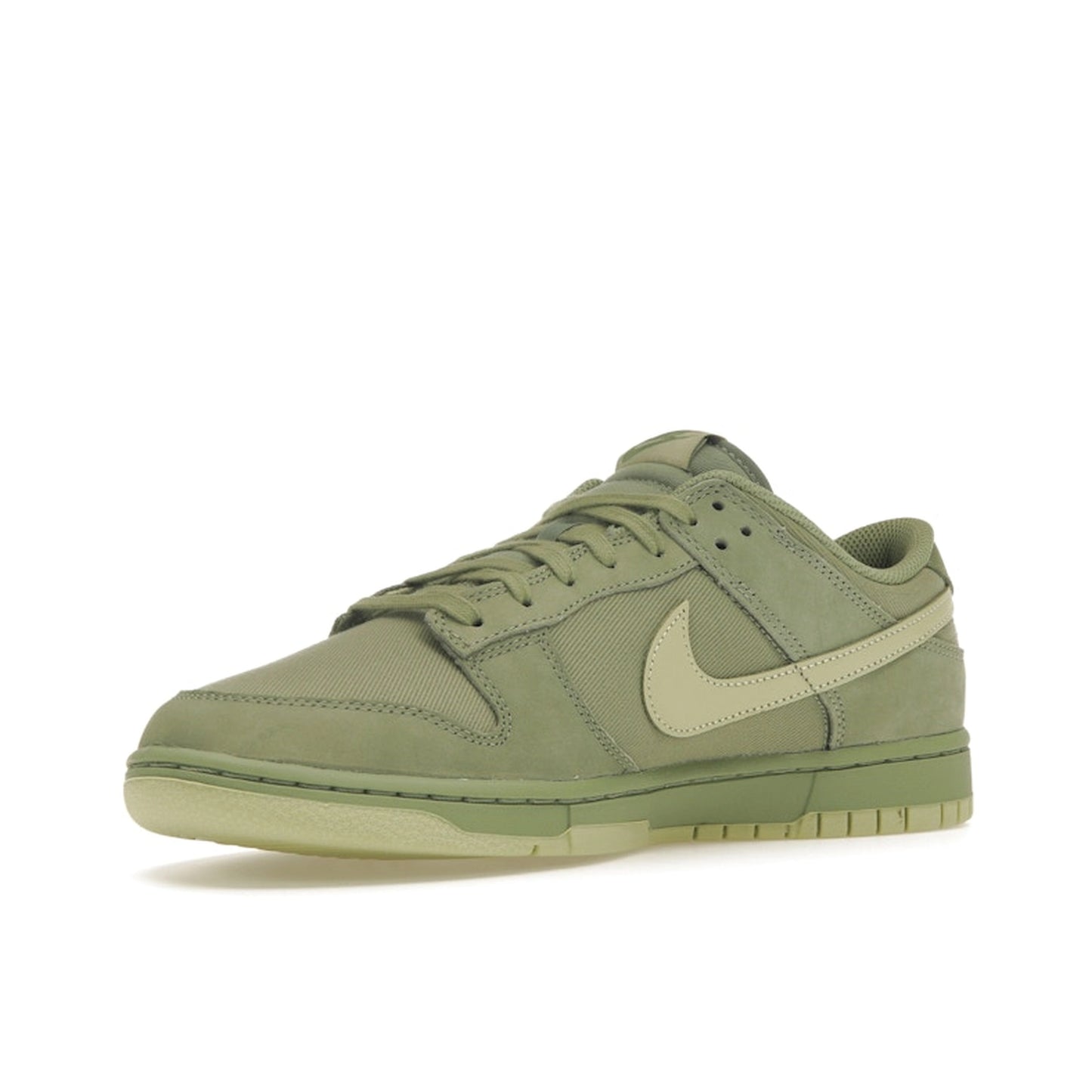 Nike Dunk Low Retro Premium sneakers, front view, model FB8895-300 in oil green color.