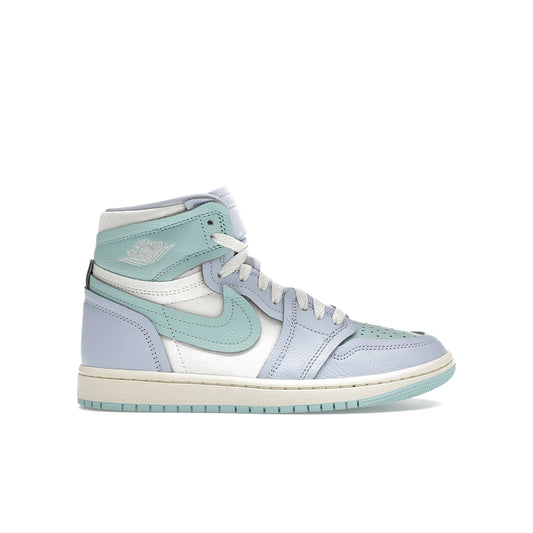 Jordan 1 High Women's in Hydrogen Blue, Light Dew, Coconut Milk and Sail leather