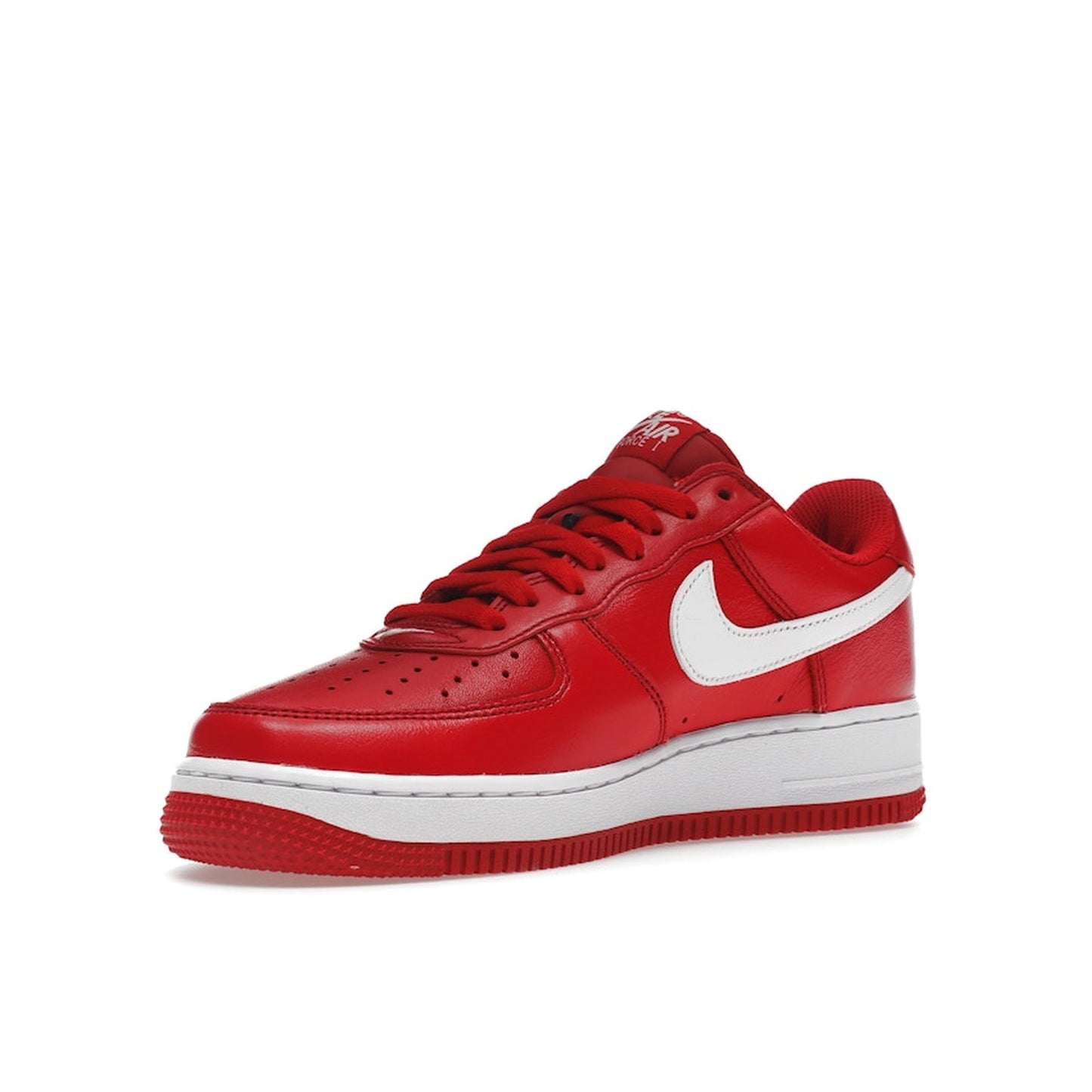 Nike Air Force 1 '07 Retro Color of the Month sneakers, front view, model FD7039-600, university red with white details.
