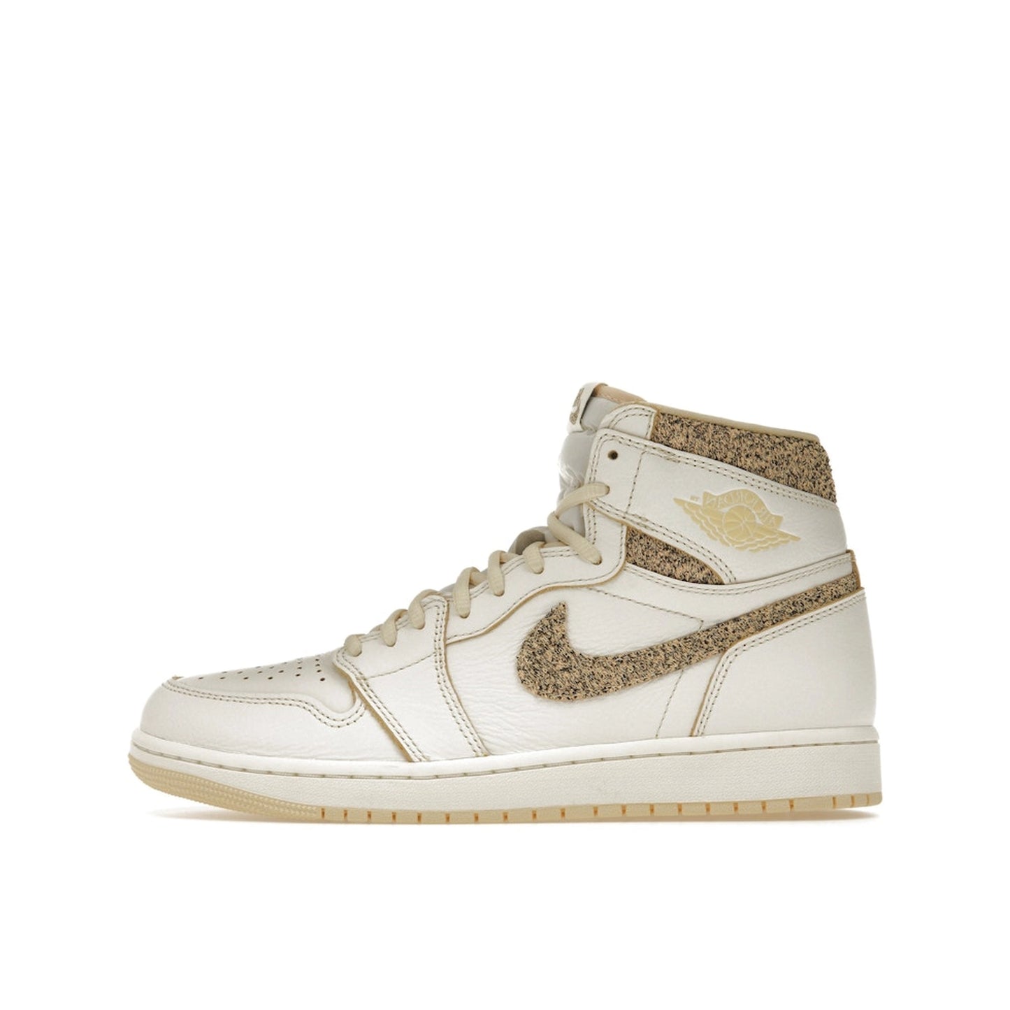 Jordan 1 Retro High OG Craft Vibrations of Naija sneakers, side view, model FD8631-100, white and yellow.