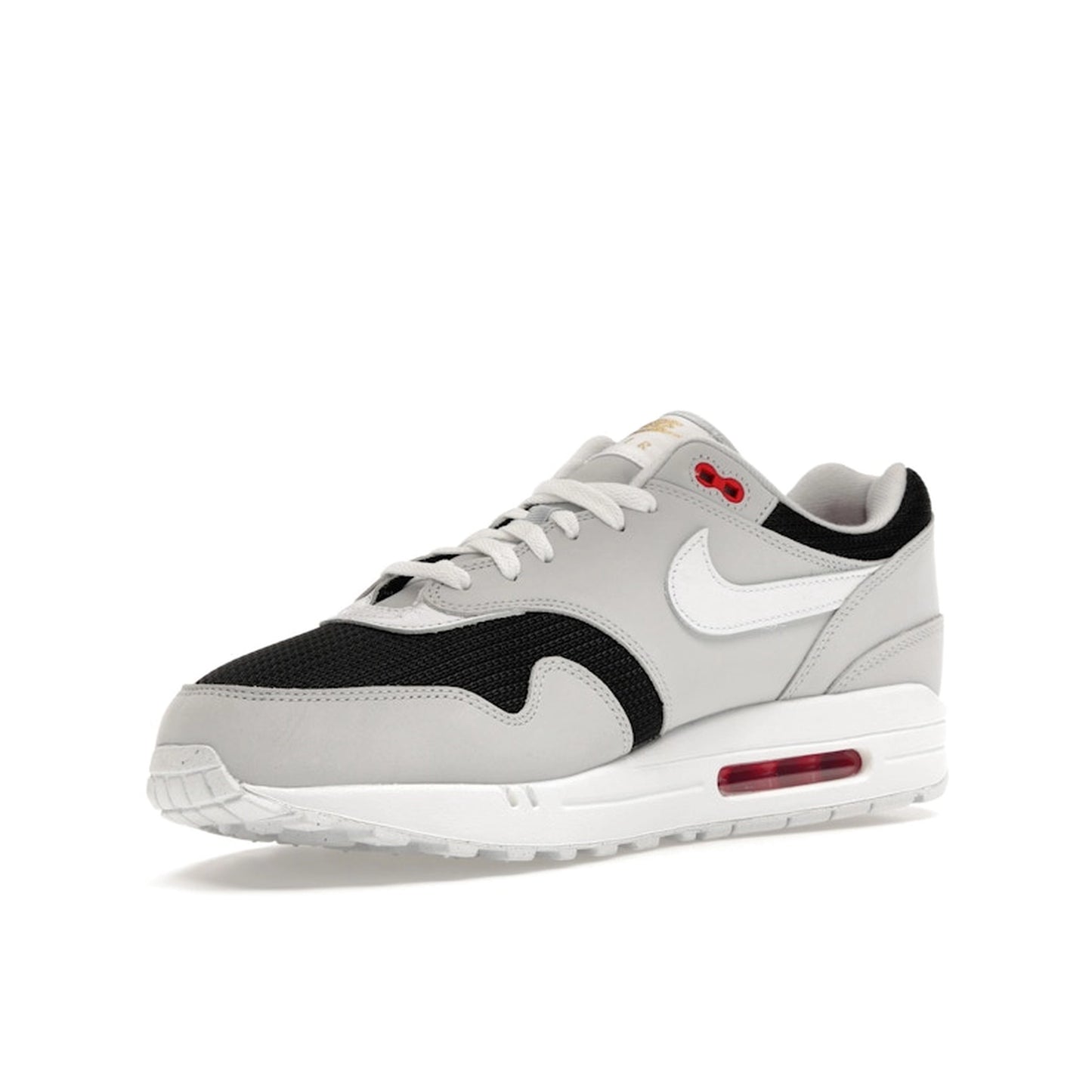 Nike Air Max 1 Urawa 2023 sneakers, front view, model FD9081-001 in grey, black and red details.