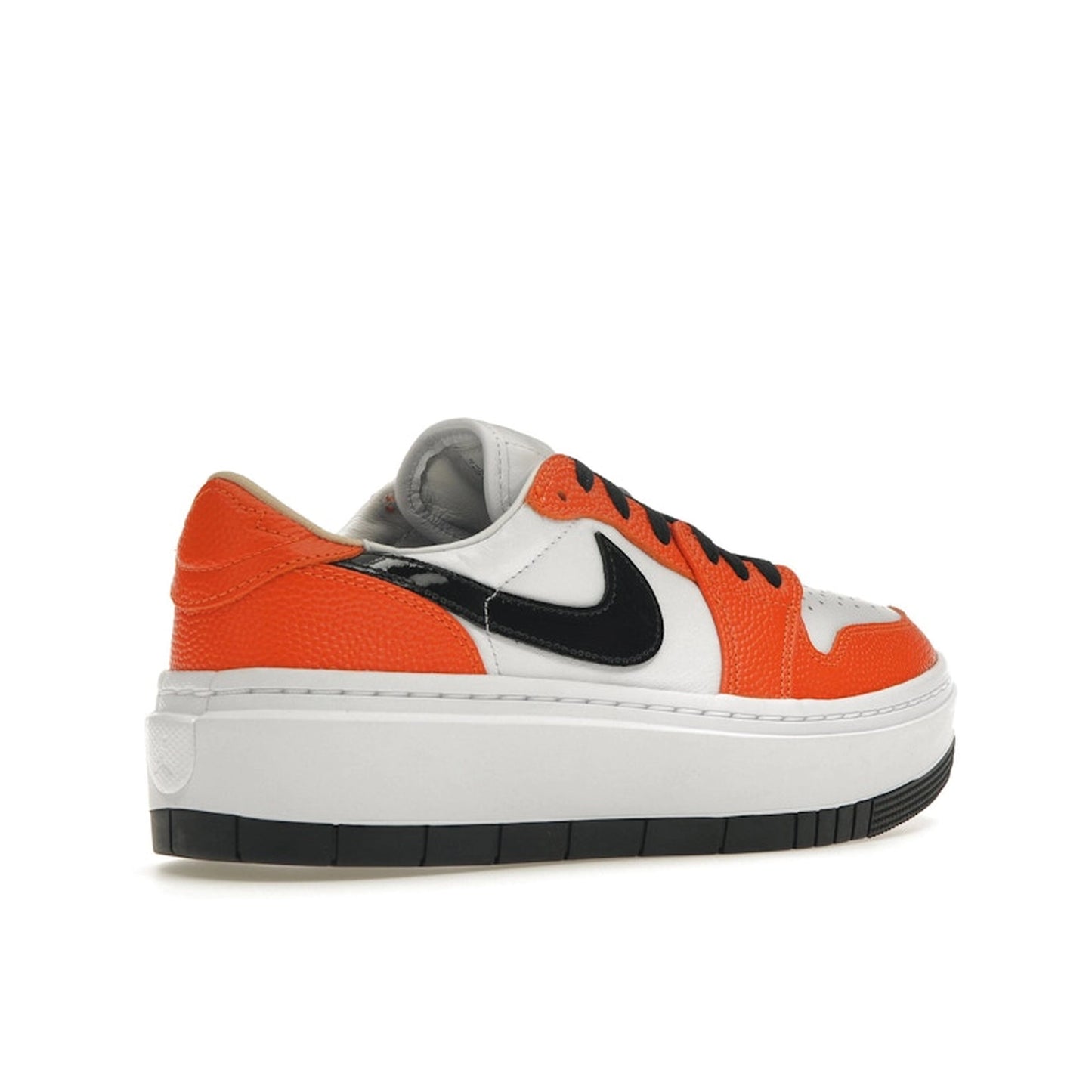 Jordan 1 Elevate Low SE WNBA sneakers, back view, model FD9100-801, Brilliant Orange, women's.