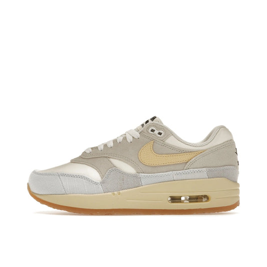Nike Air Max 1 '87 Crepe sneakers, side view, model FJ4735-001, light bone with cream and beige accents.